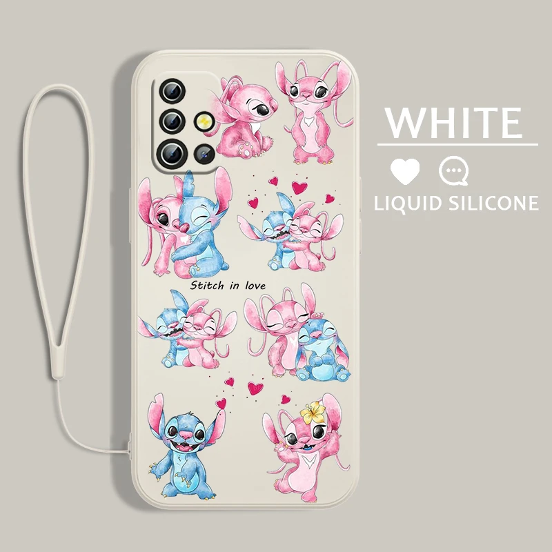 

Disney Stitch Angie Phone Case For Samsung A54 A34 A04 A14 A13 A12 A31 A91 A81 A71 A51 A11 Core Lite Liquid Rope Cover