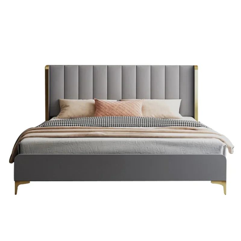 Европейская современная брачная кровать роскошная эстетичная деревянная для