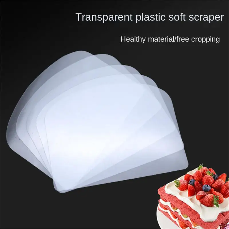 

2023 Plastic transparent soft scraper cake cream scraping plate scraping cake scraping batter decorating embryo arc tool
