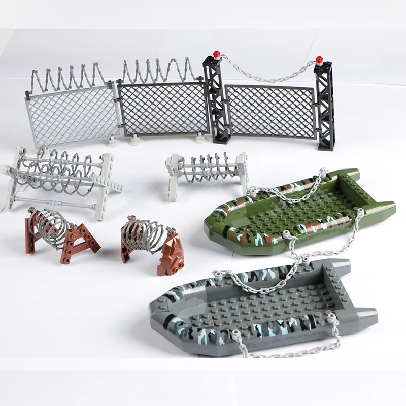 

Military Material Air Cushion Bed Kayak Roadblock Power Grid Fence Building Blocks Toys Warfare Rescue Exercise Maritime Operati