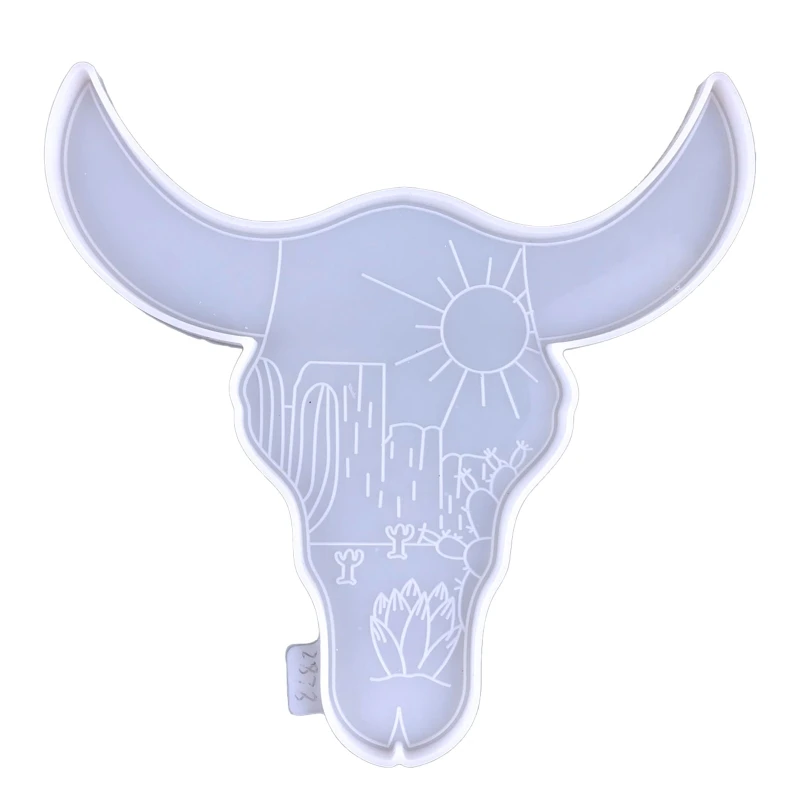 

N58F Bull Head Silicone Mold Epoxy Resin Coaster Molds Silicone Casting Molds Wall Pendant Decor Mold Craft for Animal Decor