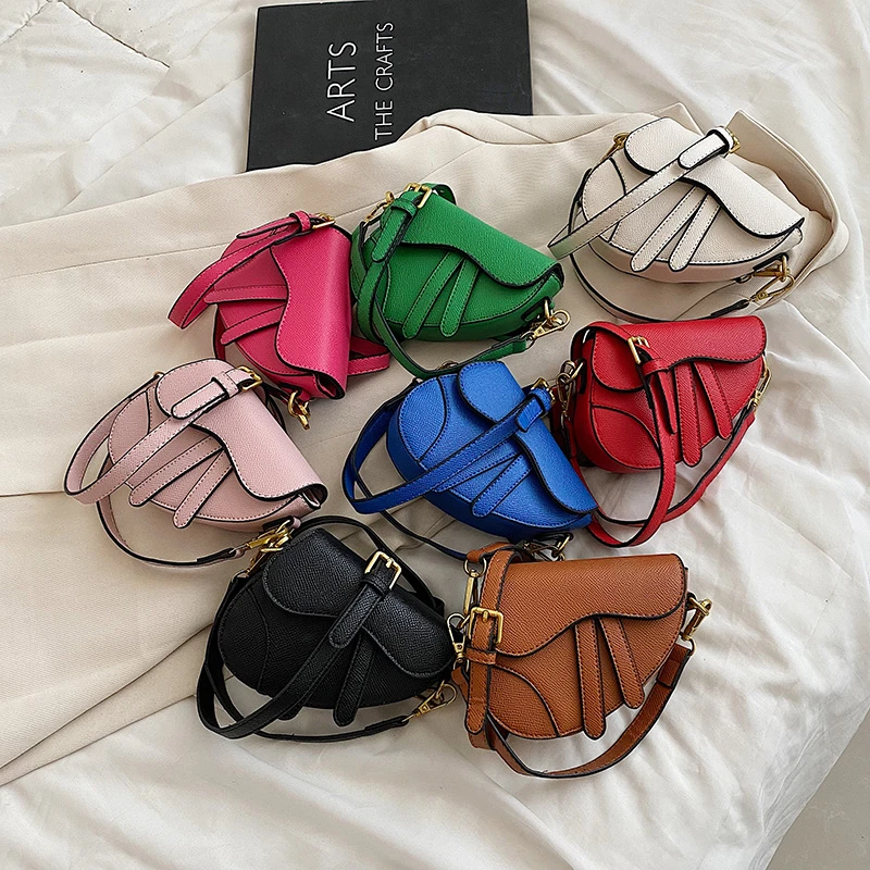 

2022 Fashion Trend Mini PU Leather Saddle Bag Luxury Summer Crossbody Bags For Women Brand Handbags and Purses Shoulder Tote