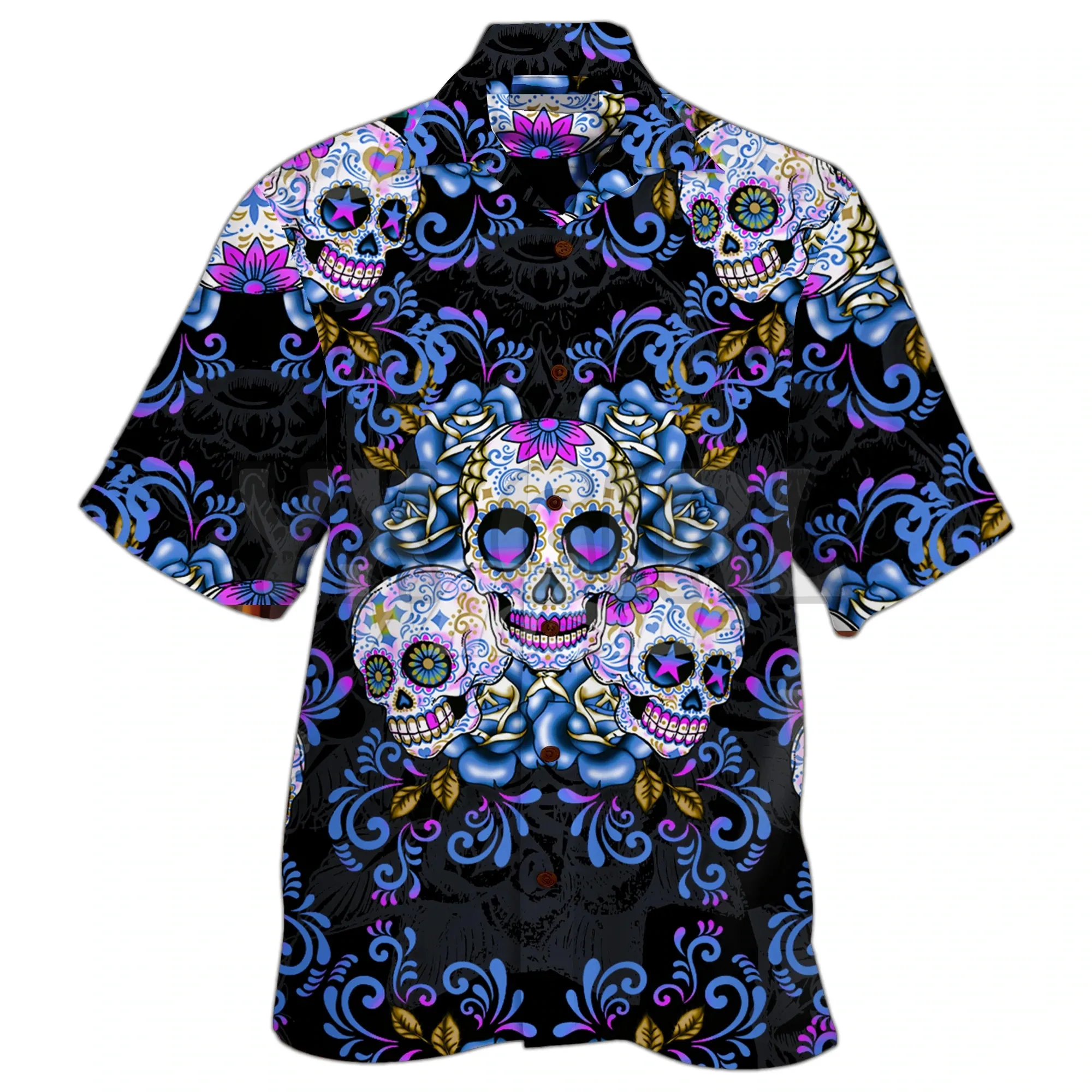 

Sugar Skull 3D All Over Printed Hawaiian Shirt Men's For Women's Harajuku Casual Shirt Unisex