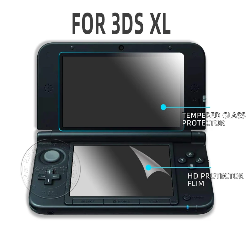 HOTHINK 1set Top Screen Tempered Glass Protector Bottom Screen HD Film for 3DS XL LL Console