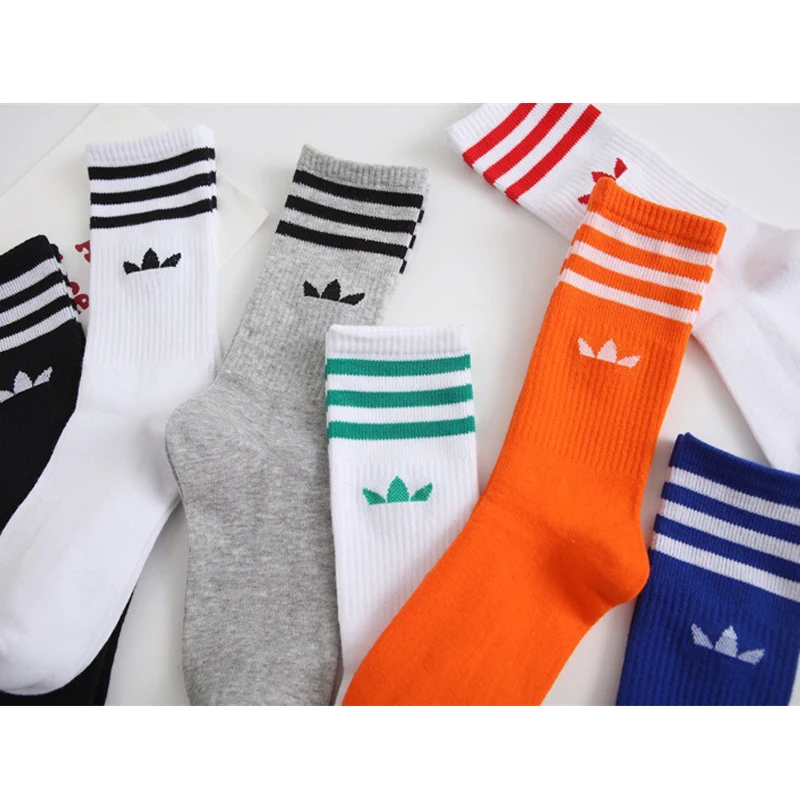 

New Fashion High Tube Sports Socks AD Clover Men and Women Cotton Socks Wild Ins Tide Socks Striped Socks