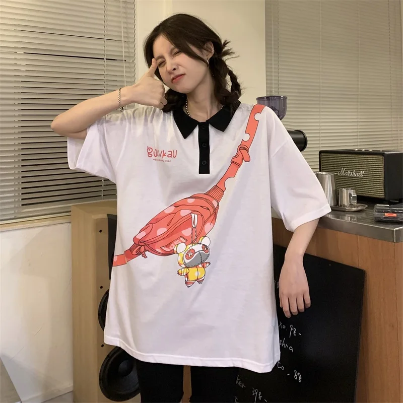 

Женские футболки, топы, японская кавайная Ретро футболка Ulzzang с мультяшным принтом букв, свободная футболка, Женская Корейская одежда в стиле Харадзюку для женщин