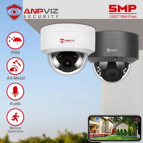 Anpviz 5MP IP Camera Outdoor POE Dome Security Protection Встроенный микрофон IP66 IR 30m CCTV Video Camera H.265 Danale APP P2P