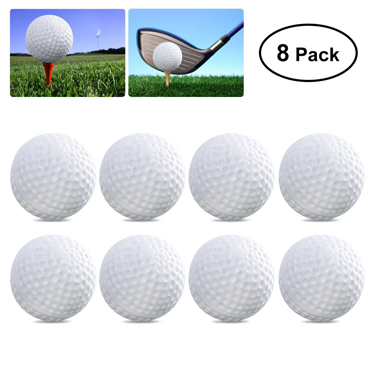 

8PCS Premium Hollow Practical White Golf Balls Toy Outdoor Practice for Kids Children Golfer
