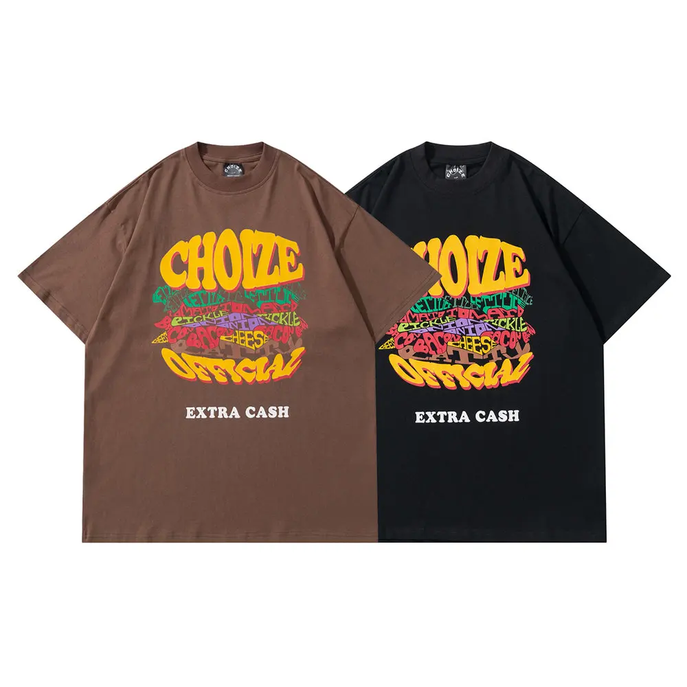 Футболка мужская с забавными буквами и принтом гамбургеров хлопковый топ