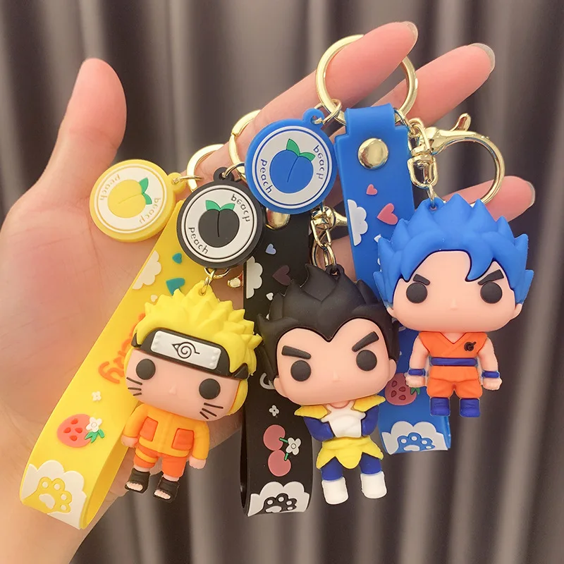 

6cm Anime Naruto Dragon Ball Vegeta Anime Cartoon Cute Doll Keychain Keyring Bag Car Pendant Accessories Kids Toy Birthday Gif