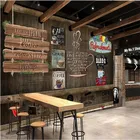 Ретро ностальгическая деревянная доска кирпичная ткань для кафе 3D фото настенная бумага Кофейня темно-коричневый промышленный Декор настенная 3D Бумага