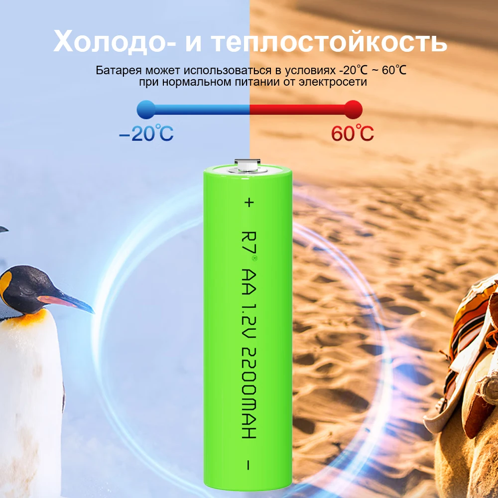 Перезаряжаемая батарейка AA 1 2 в никель-металлогидридные батарейки 2200 мАч со