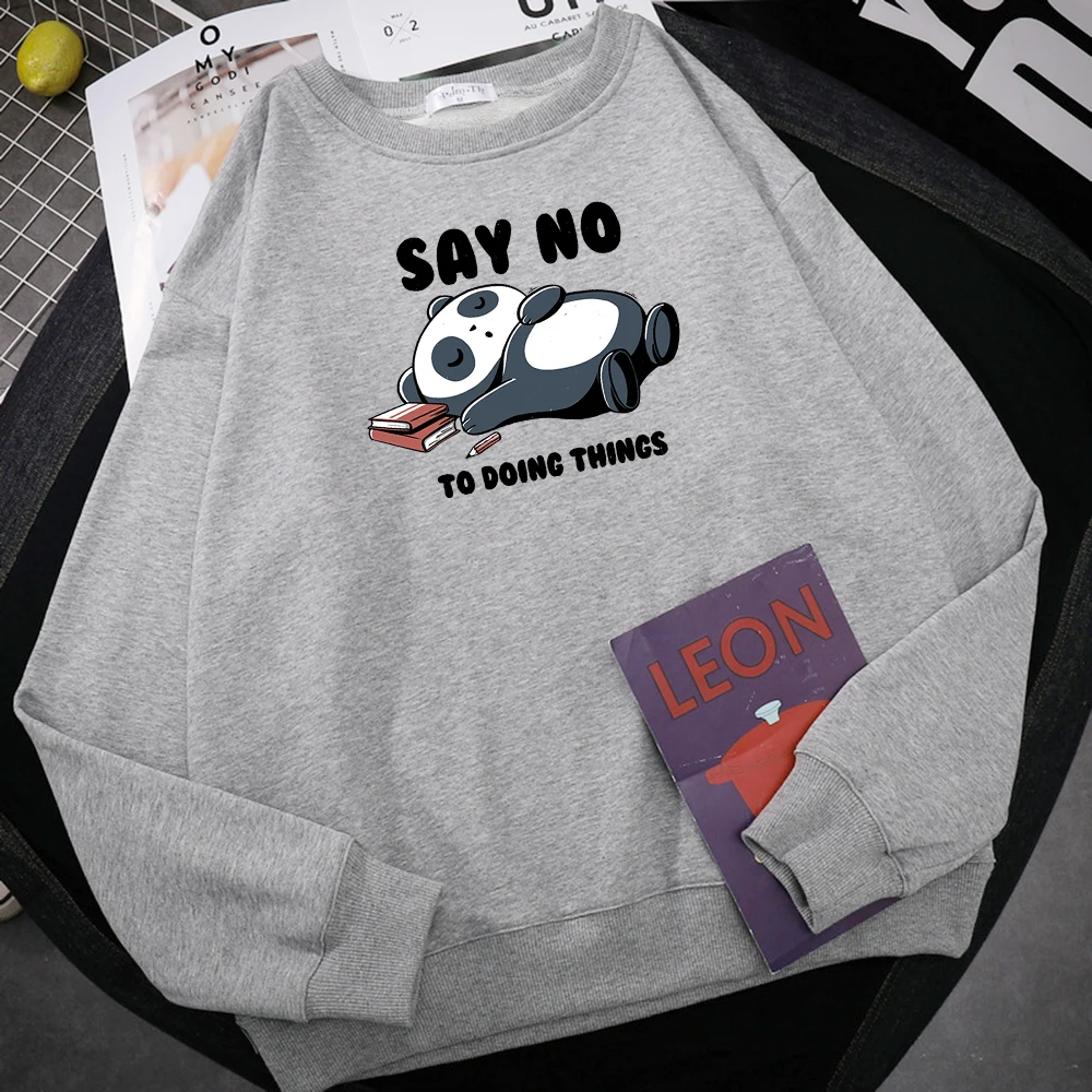 

Say No To Doing Thing Sleeping Panda Print Men Hoody Hip Hop Fit Sweatshirt Autumn Big Size Hooded Casual Fleece Pullover Tops
