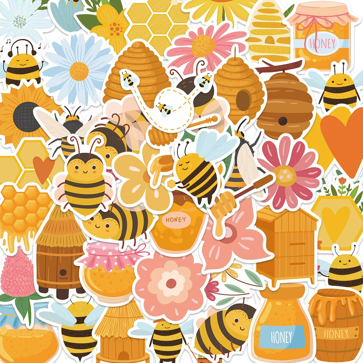 

10/30/50PCS Fashion Cartoon Ins Cute Creative Bee Graffiti Skateboard Helmet DIY Waterproof PVC Children'S Toys Reward Stickers