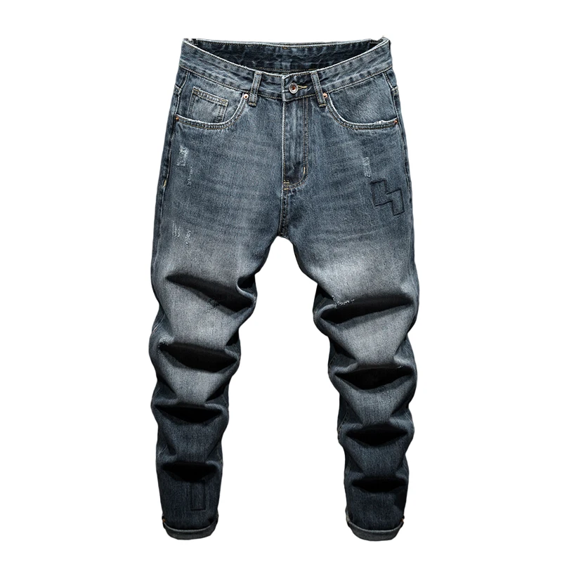 

Свободные джинсы KSTUN, мужские мешковатые брюки, шаровары с широкими штанинами, Дизайнерские повседневные джинсовые брюки в стиле пэчворк, Мужская одежда, мужские джинсы