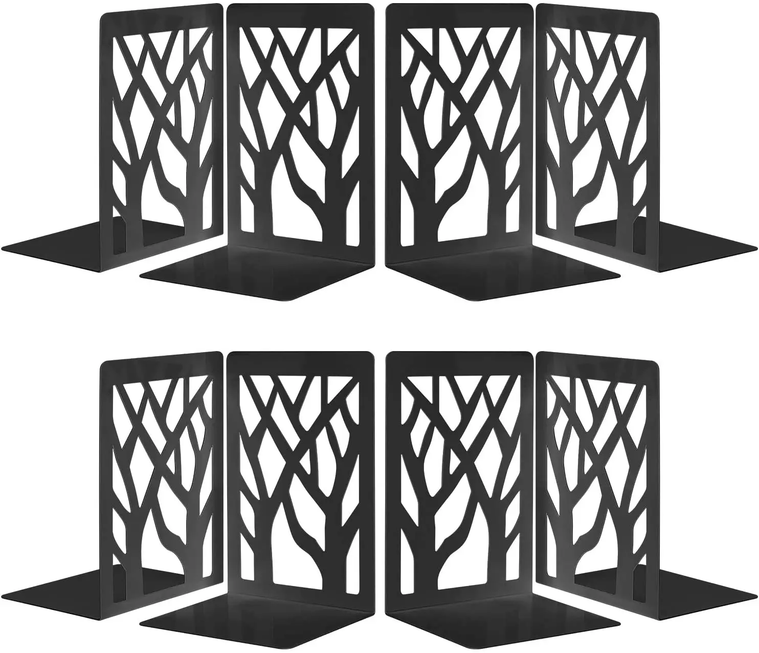 

Book Ends Metal Bookends Supports Book Stoppers (Black, 4Pairs)