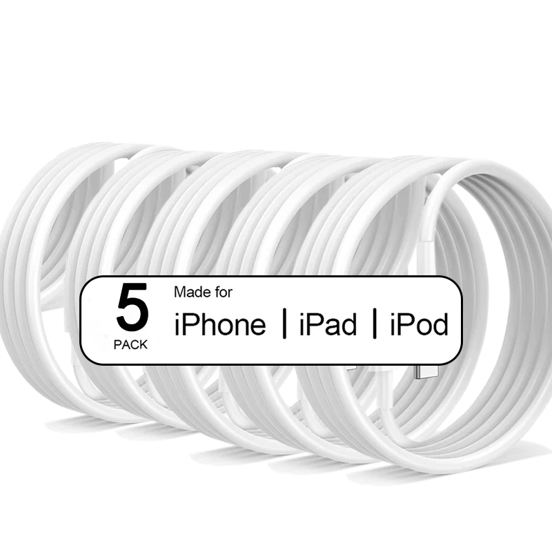 5 шт. USB-кабель для быстрой зарядки iPhone 13 12 11 Pro Max Xs X 8 7 6 6s Plus SE |