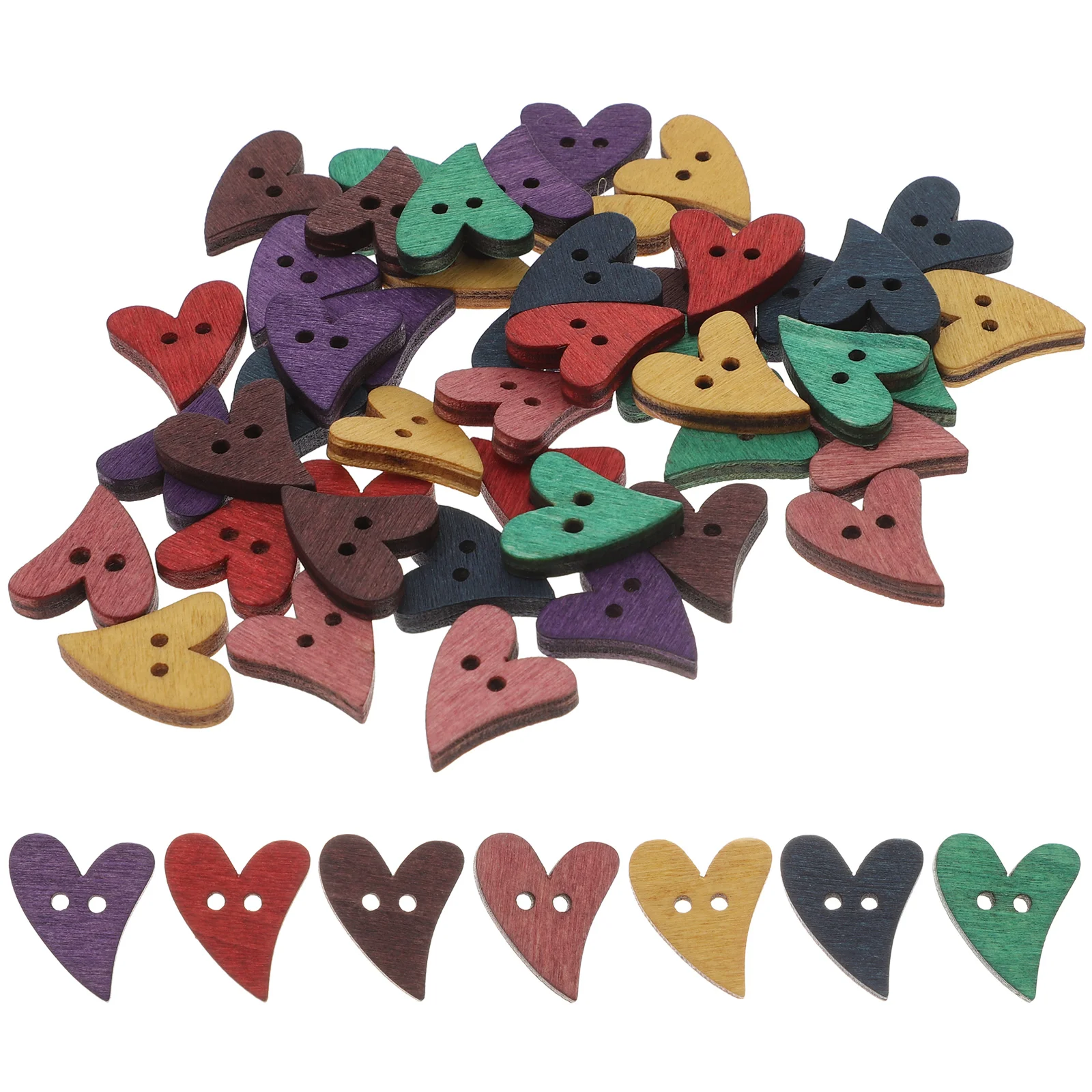 

100 Pcs Handmade Wooden Button Small Wooden Button Labels Clothes Wooden Hearts Craft Hand Decor Heart-shaped Wood Heart Shapes