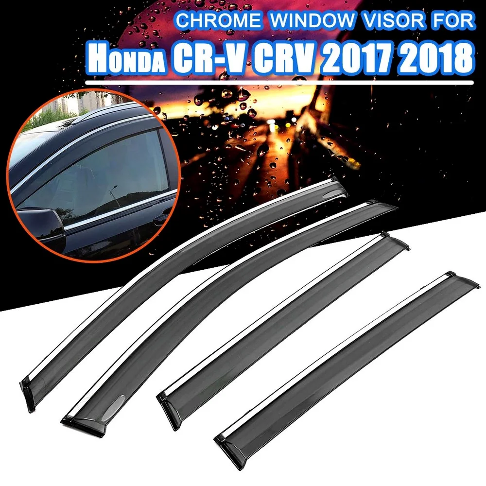 

Car Chrome Window Rain Guards Chrome Windows Visors Window Deflector Sunroof for Honda CRV 2017 2018 Car Accessories