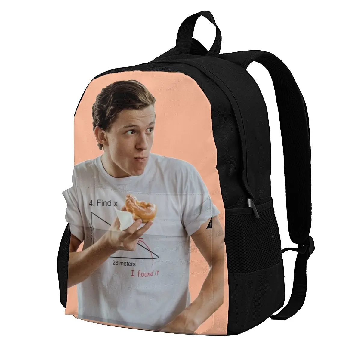 

Рюкзаки Tom Holland с рисунком едящего пончика и математической футболки, необычный ежедневный рюкзак из полиэстера, туристические прочные сумк...