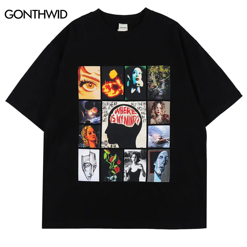 

Mens Oversize T Shirt Hip Hop Poster Graphic Print Streetwear T-Shirt 2022 Harajuku Fashion Cotton Tshirt Summer Casual Tee Top