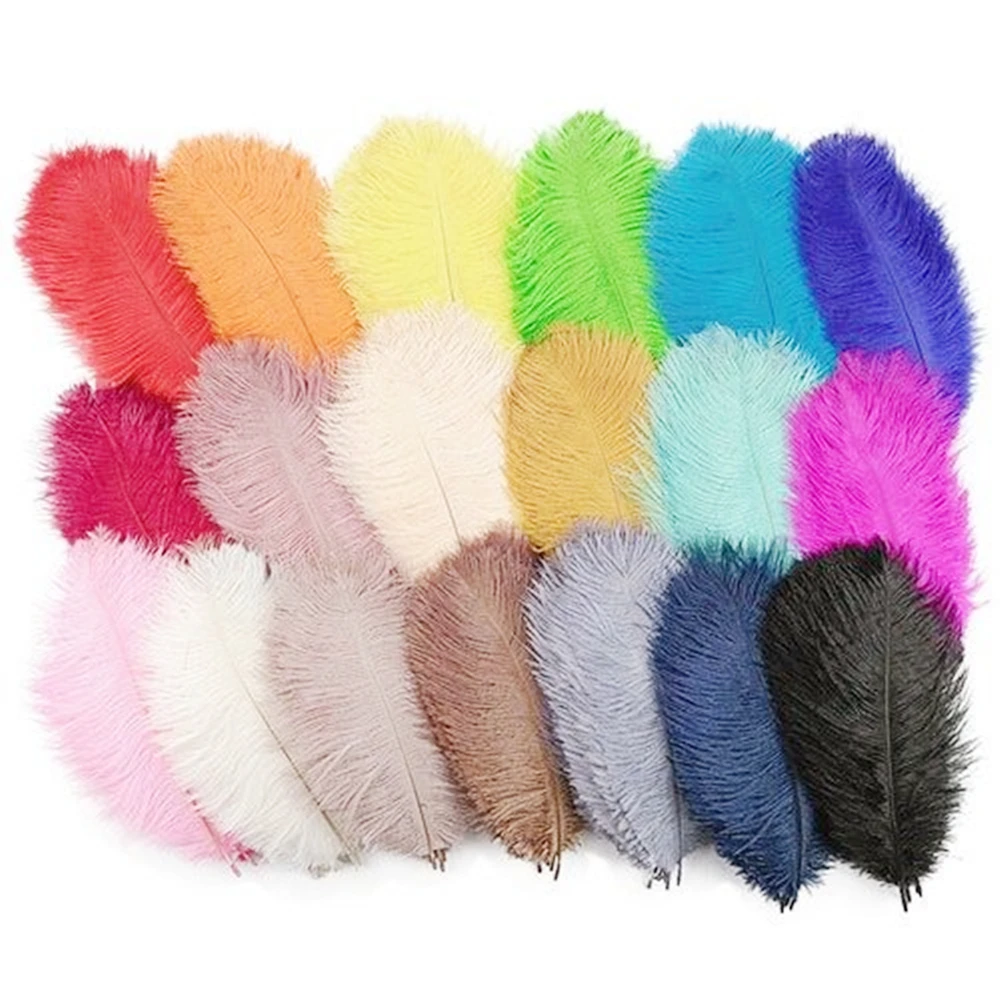 

10 Pcs Ostrich Feather 15-50 CM Wedding Table Centerpiece Decoration Plume Real Ostrich Feathers Colorful for Carnival Support