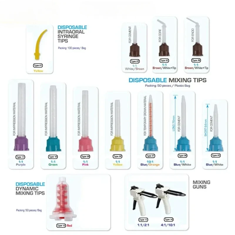 50 шт. стоматологический оттискный материал насадки для смешивального пистолета