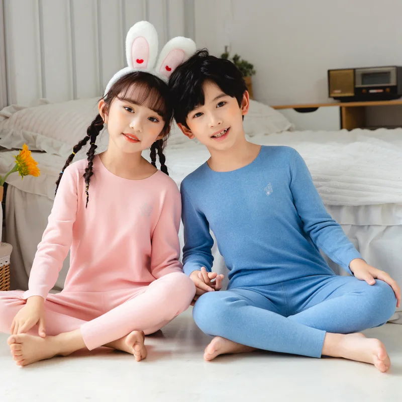 Toshiro Thermal Underwear Children Long Johns Set Seamless Underwear for Boys Girls Homewear Autumn Winter Soild Kids Clothes