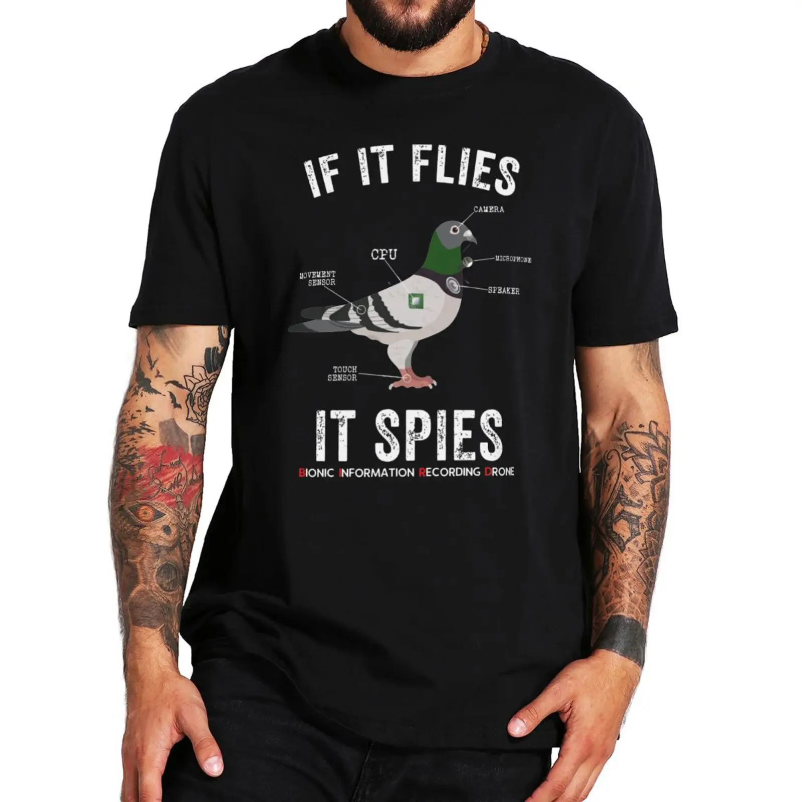 

If It Flies It Spies Birds Are Not Real T Shirt Funny Nerd Drone Conspiracy Theory Classic Tshirts 100% Cotton For Unisex