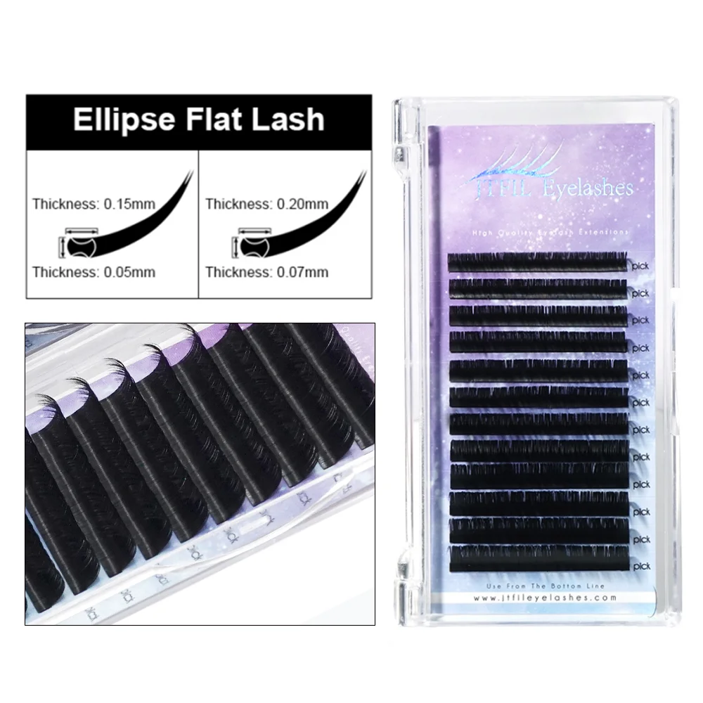 

Matte Flat Ellipse Eyelash Extension Individual Soft Mink Flat Lash Split Tip Profession Volume Eyelash Extension Maquillaje