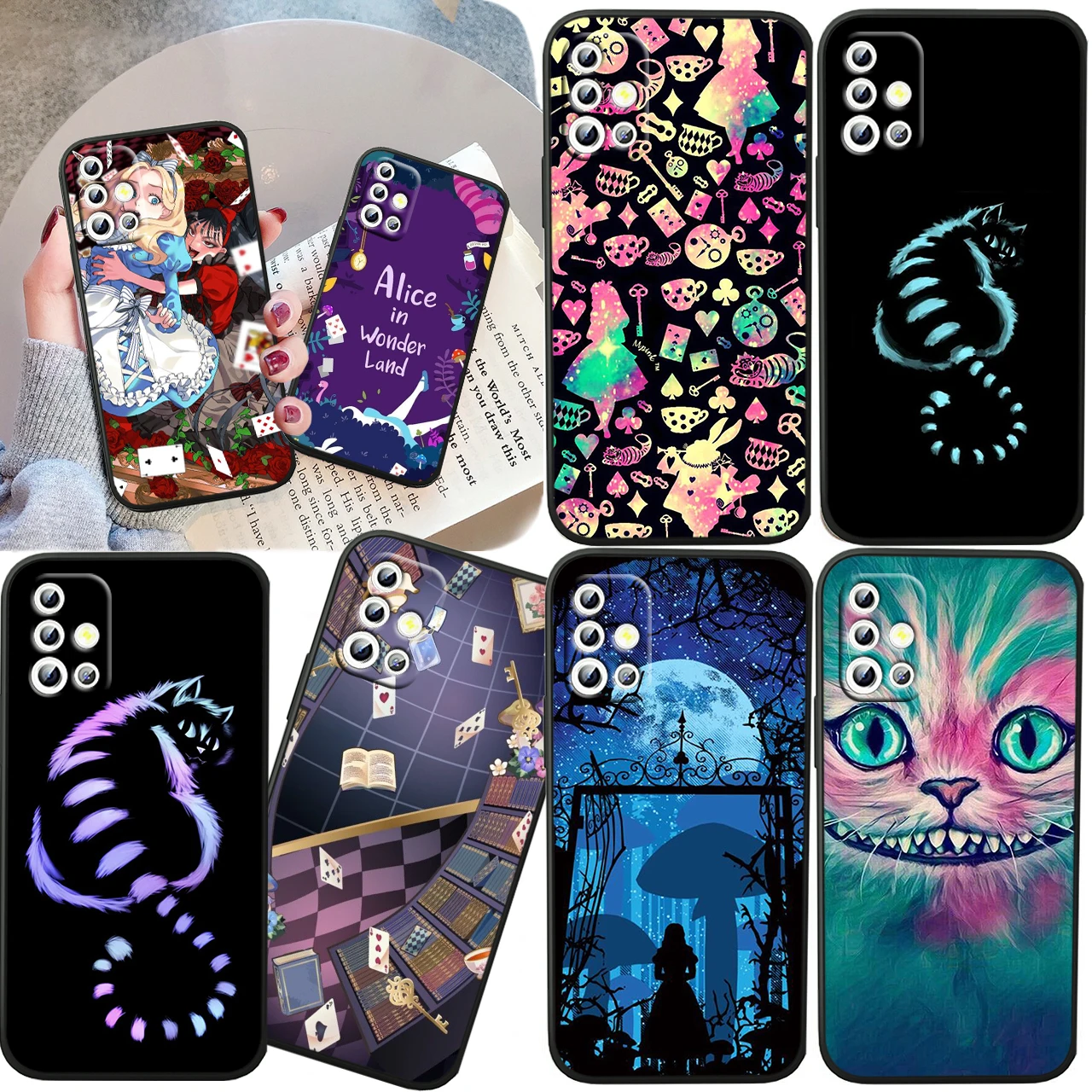 

Alice in wonderland For Samsung A04S A81 A91 A71 A51 A41 A31 A12 A21S A01 4G 5G Silicone Soft Black Phone Case