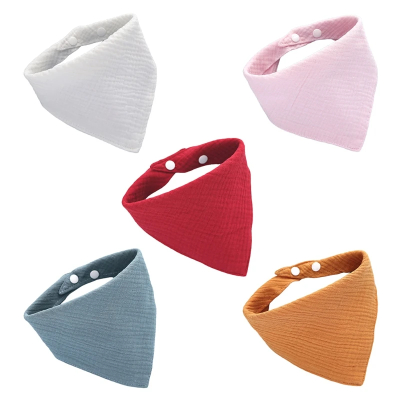 

Newborn Solid Color Absorbent Snap Bibs for TRIANGLE Scarf Cotton Muslin Gauze B