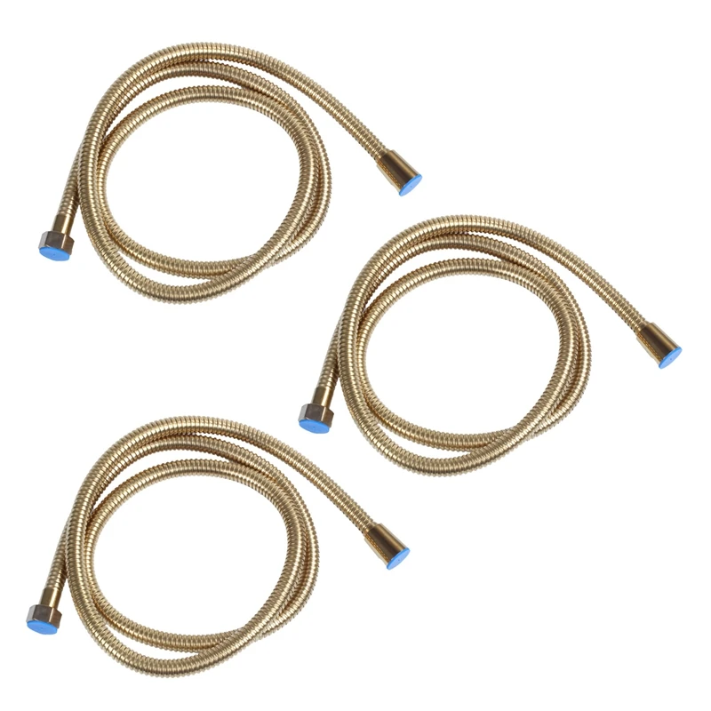 

3Pcs 1.5M Gold Shower Head Hose Long Flexible Stainless Steel Bathroom Water Tube
