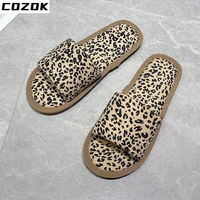 leopard print slides soft flats fashion women slippers women sandals flip flops women zapatos de mujer 2022 home shoes mules