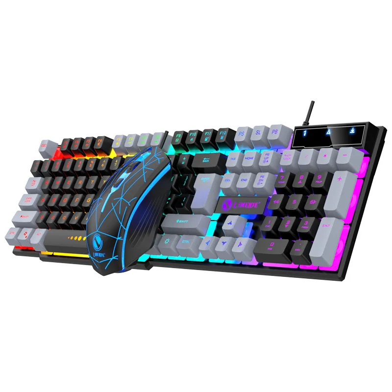

USB Wired Gaming Keyboard Mouse Set PC Rainbow Colorful LED Backlit Gamer Gaming Mouse and Keyboard Combos Kit Home Office