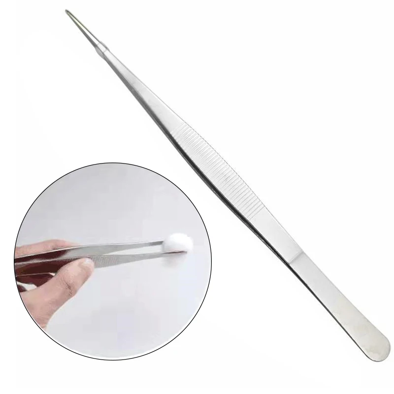 

Stainless Steel 430 Anti-iodine Medical Tweezers Long Straight Forceps 12.5cm-30cm Straight Head Elbow Medical Repair Hand Tools