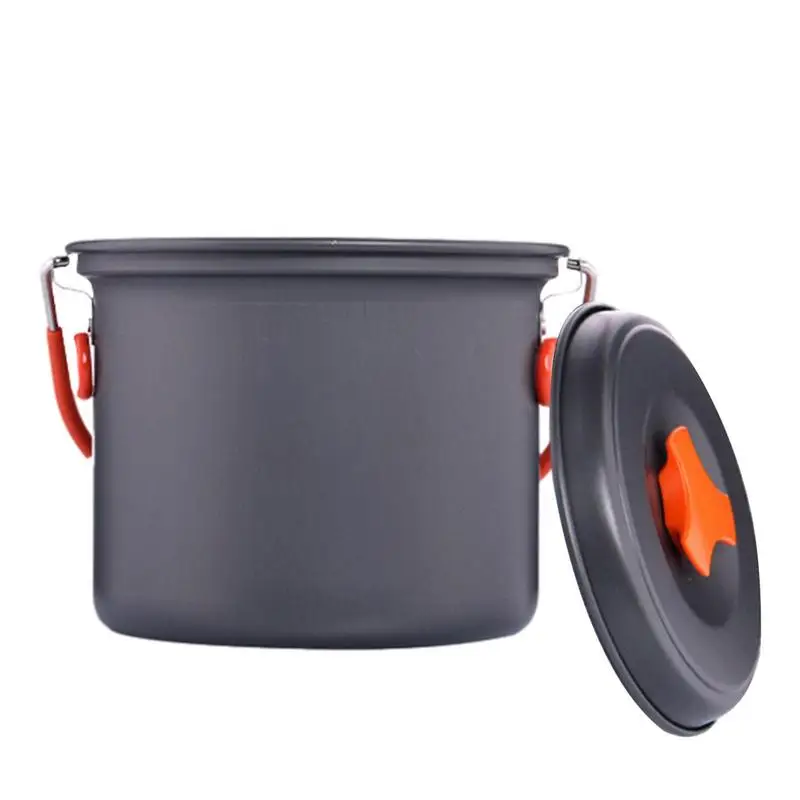 

Camping Cookware 1.3L Portable Camping Hanging Pot With Lid Aluminum Camping Pot With Lid Portable Hanging Cooking Pot For