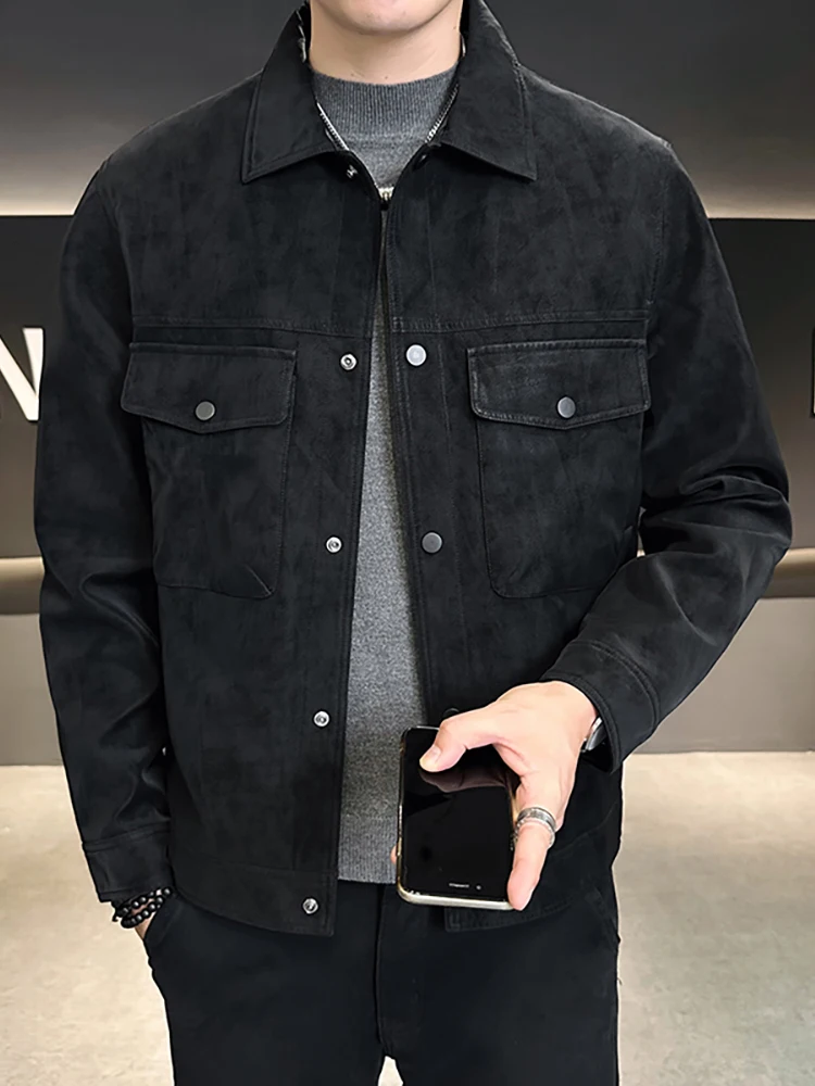 Кожаное пальто Мужская верхняя одежда Весна и осень 2024 Новый модный бренд Slim fit High