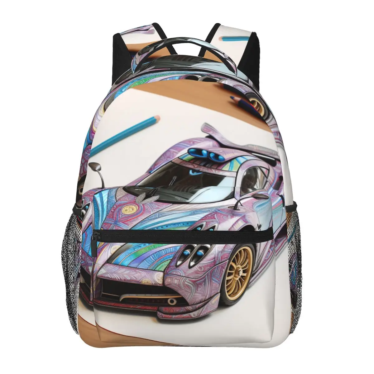 

Скоростной рюкзак для спортивной машины, цветной мультяшный карандаш, художественный рюкзак для колледжа, женские качественные легкие школьные сумки, стильный рюкзак