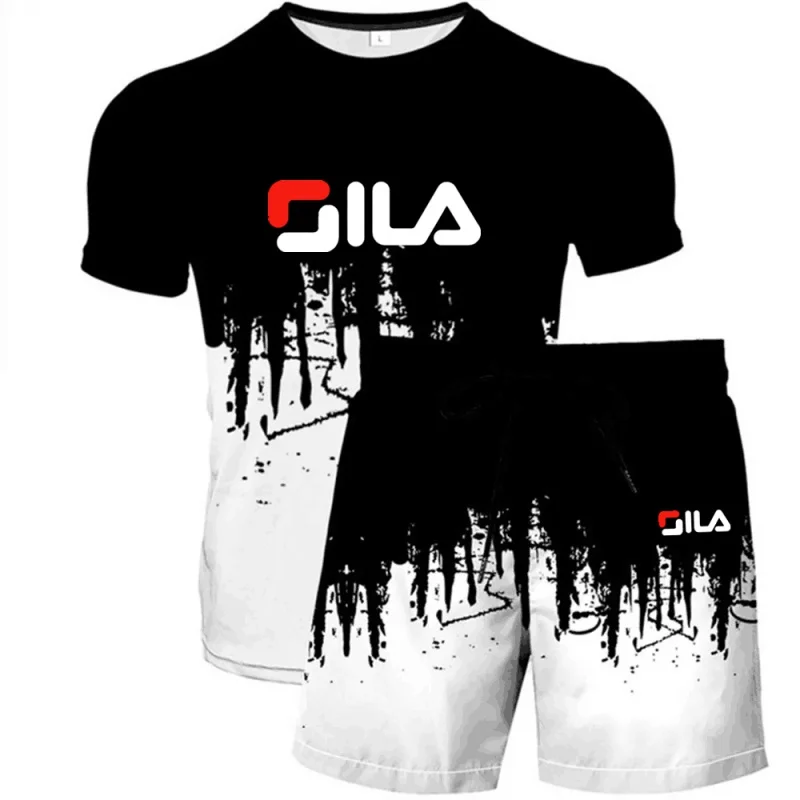 Summer new men's short-sleeved shorts suit high-quality men's short-sleeved T-shirt men's beach pants breathable anti-pilling me