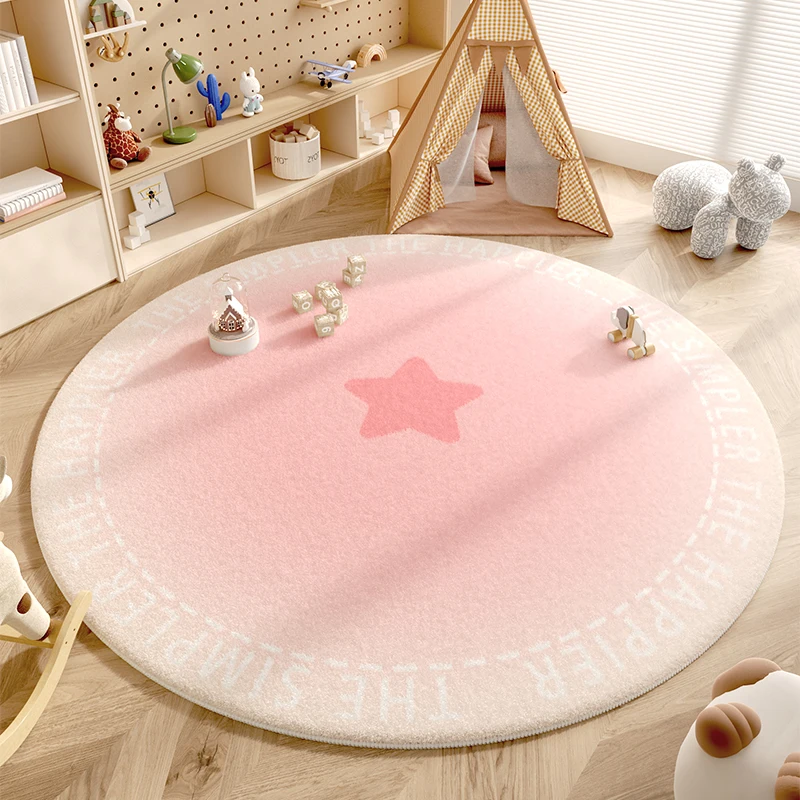 

Розовый круглый ковёр для гостиной