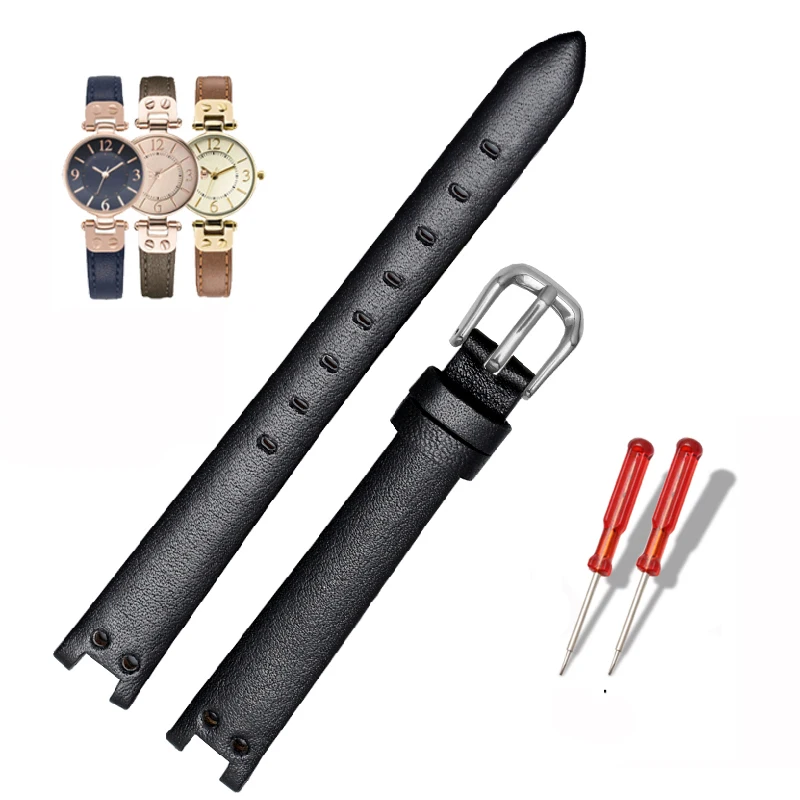 

For Anne Klein Watchband Notch AK Watch Band ak1950/9442/9918/9168 Elegant Small Dial Retro Bracelet 12mm Genuine Leather Strap