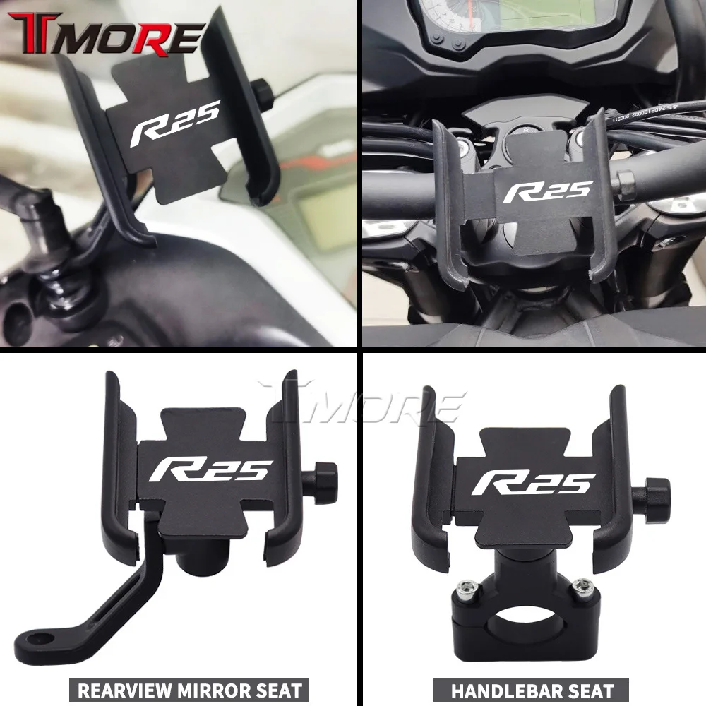 

For Yamaha YZF-R25 YZFR25 YZF R25 Motorcycle Accessories Handlebar Rearview Mobile Phone Holder GPS Stand Bracket