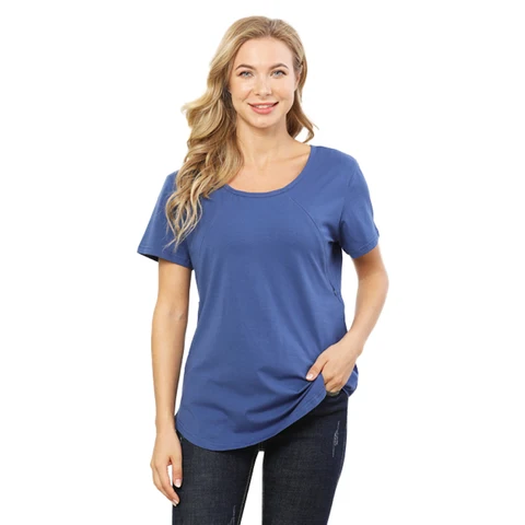 Летняя футболка для беременных больших размеров с короткими рукавами, одежда для кормления грудью, на молнии для кормления, S-5XL, топы LactatioAn, футболки для беременных