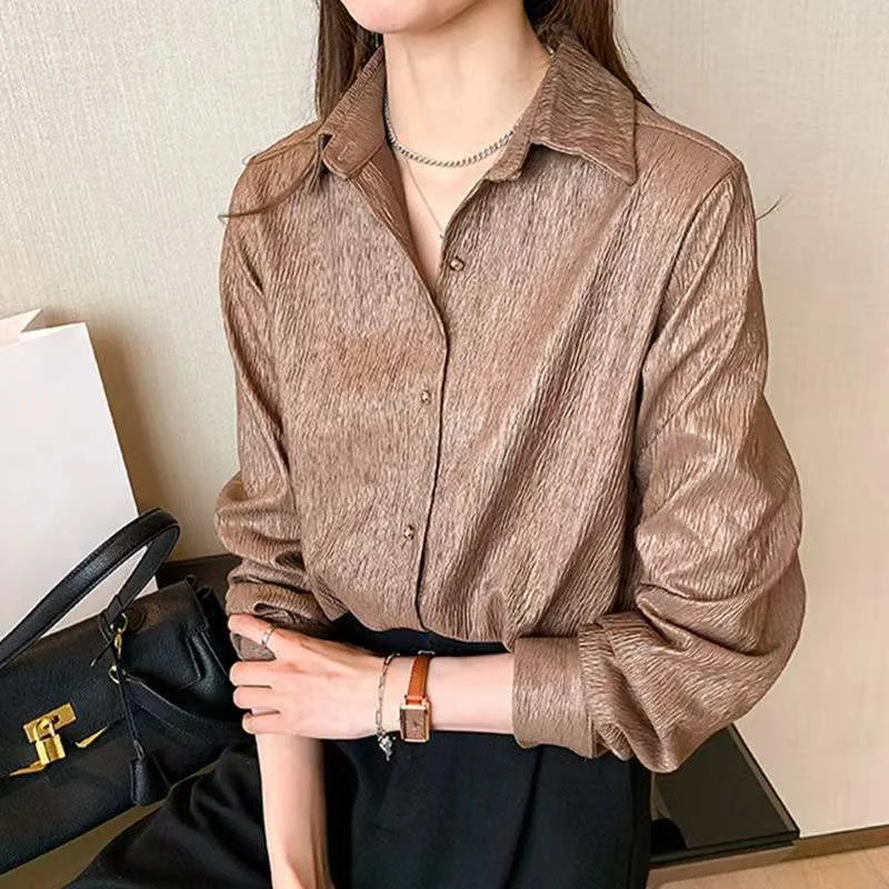 Spring Autumn New Retro Top Bottoming Shirt Bottoming  women tops mujer 2022 Solid Color Office White Shirt for Women