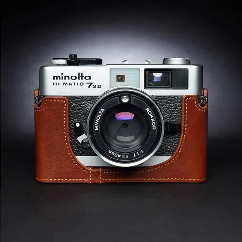 Чехол ручной работы из натуральной кожи для фотоаппарата чехол с рисунком Minolta