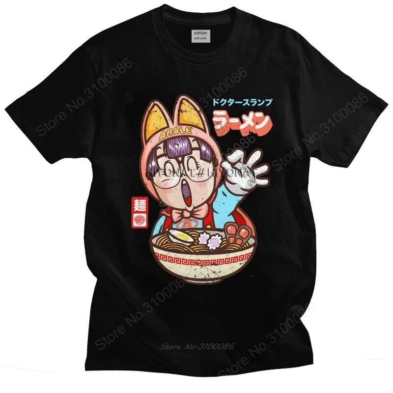 

Arale Noodle Ramen T Shirt Men Cotton Tshirt Handsome Tee Short Sleeved Dr Slump Japan Manga T-shirt Loose Fit Clothing Gift