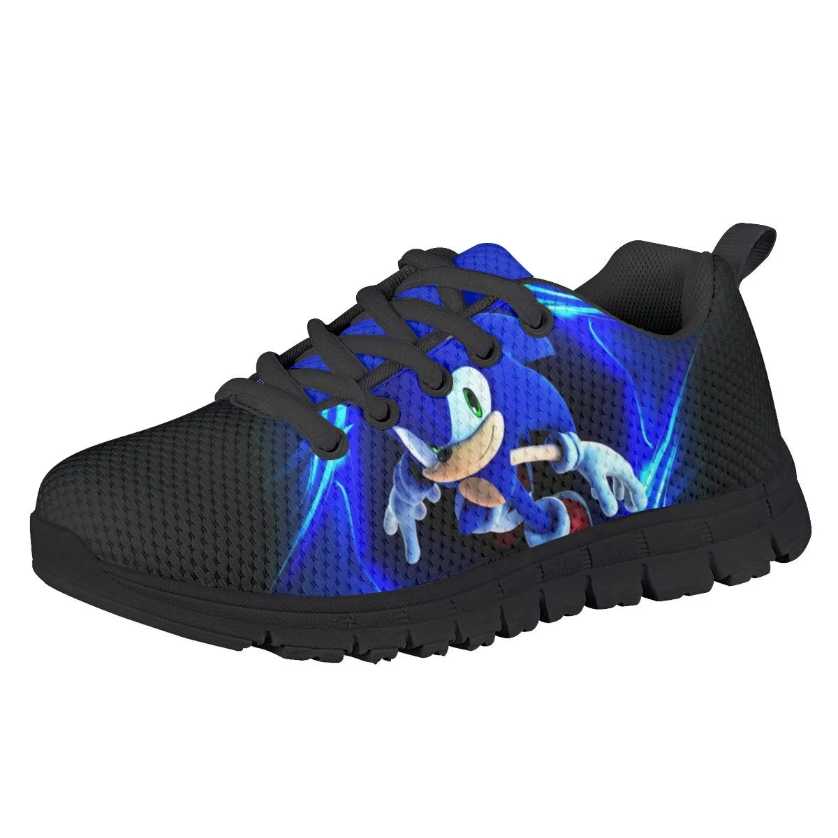 

Уличная износостойкая спортивная обувь, детские синие сетчатые кроссовки на шнуровке для детей, легкие повседневные мягкие туфли на плоской подошве