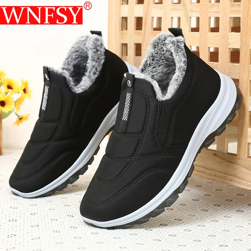 

Мужские ботинки Wnfsy, плюшевая Зимняя мужская обувь, Нескользящие повседневные мужские ботинки, теплые меховые мужские зимние ботинки, большие размеры, модные мужские ботинки