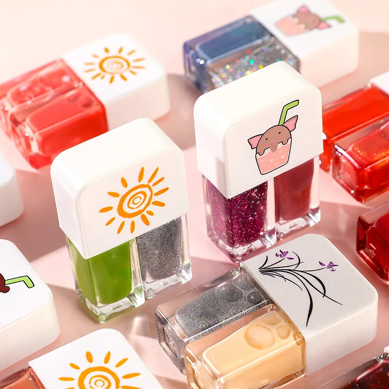 

Manicure Water-based Bright Scrub Can Tear Gemini Nail Polish Two Bottles Set Twin Nail Polish Combination Glitter Nal Art Tools
